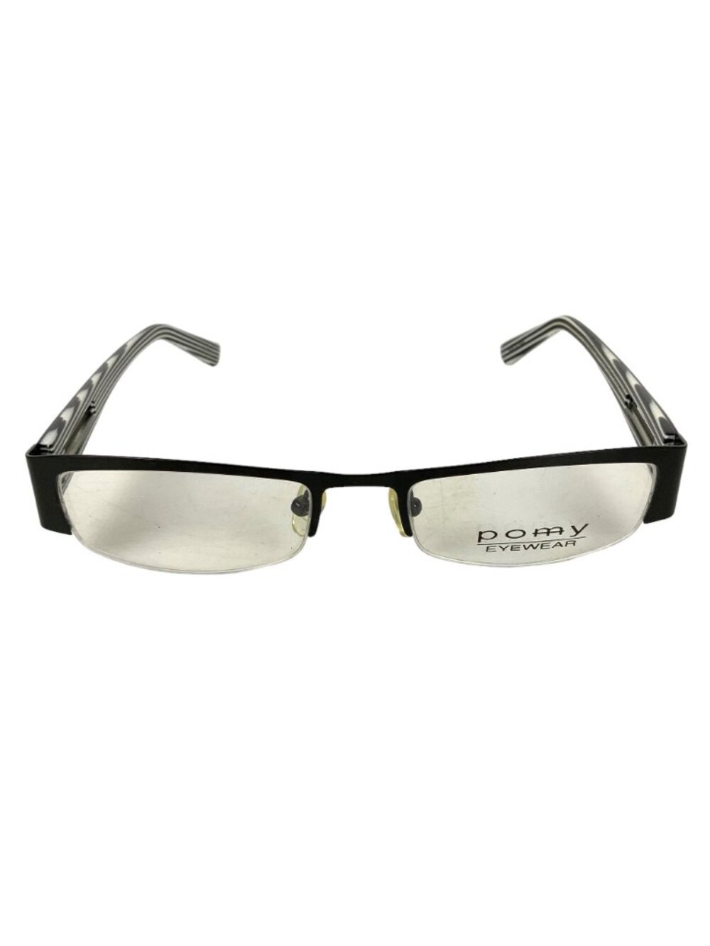 Pomy Eyewear Eyeglass Frames Black Metal Half Rim Rectangle 52 19 140 - Picture 4 of 10